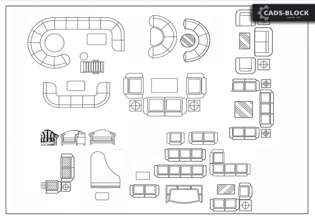 Furniture CAD Blocks: Sofa, Bed, Chair, Couch in DWG files