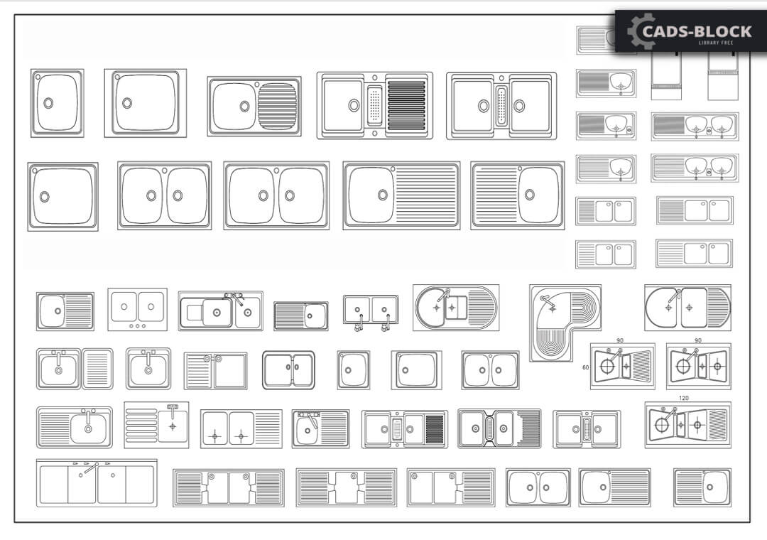 Sinks CAD blocks in AutoCAD